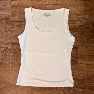 Tahari White Scoop Neck Double Layer Sleeveless Top XS